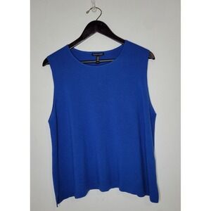 Women's Eileen Fisher Italian Yarn Wool Tank Top Cerulean Aqua Blue XL Minimal